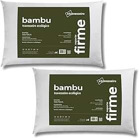 Kit 2 Travesseiros Fibra de Bambu 50x70cm Firme Enchimento Fibra Siliconada Lavável Antiácaro e Antialérgico Branco – O Travesseiro