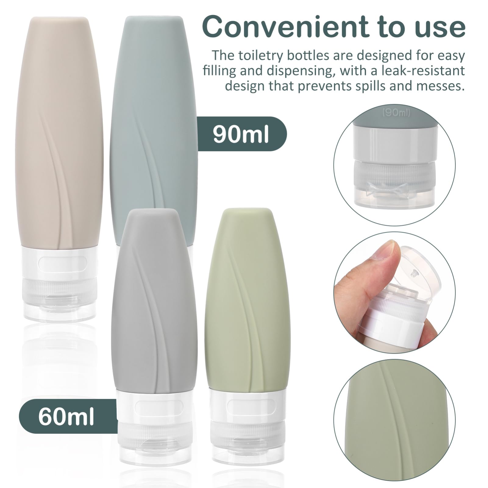 FOMIYES 5 Set Di Flaconi Da Viaggio in Silicone Per Articoli Da Toeletta Dispenser Per Shampoo E Ricaricabili Contenitori Portatili A Prova Di Perdite Formato Da Viaggio