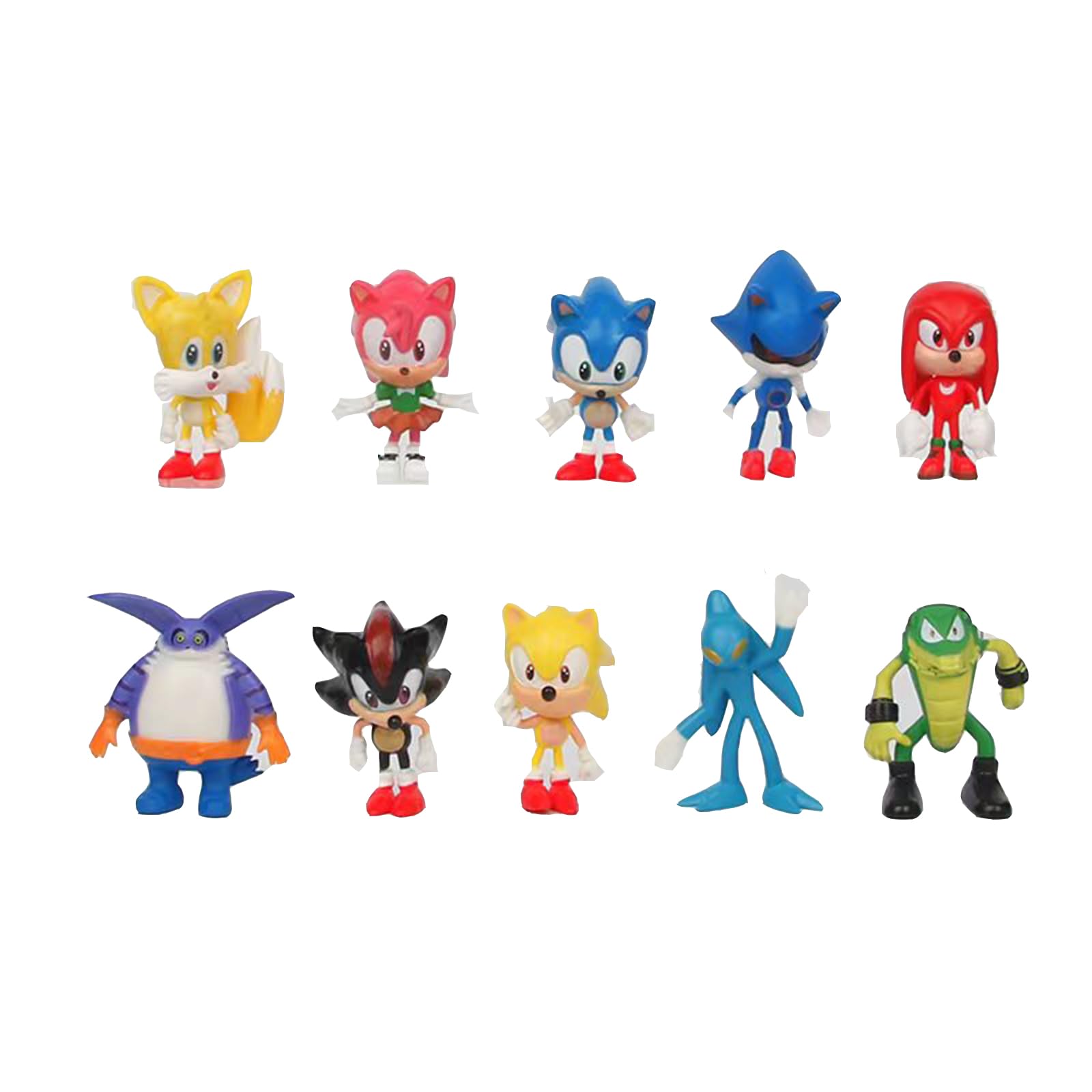 VOOLI Sonic Hedgehog Action Figures, 2.98" Tall Toys（Pack of 10）