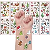 10 Sheets Christmas Temporary Tattoo Kids, Water Transfer Christmas Theme Party Decorations Body Art Fake Tattoos, DIY Christmas Temporary Tattoos Stickers kit Beauty Accessories