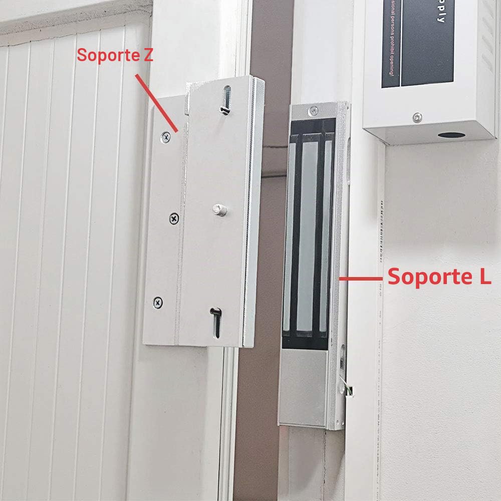 Cerradura Magnética Eléctrica de Metal Cerradura de Puerta Electrónica 180KG/350lbs Fuerza de Retención DC12V Modo Seguro de Fallas con Soporte Z&L para Vidrio Enmarcado