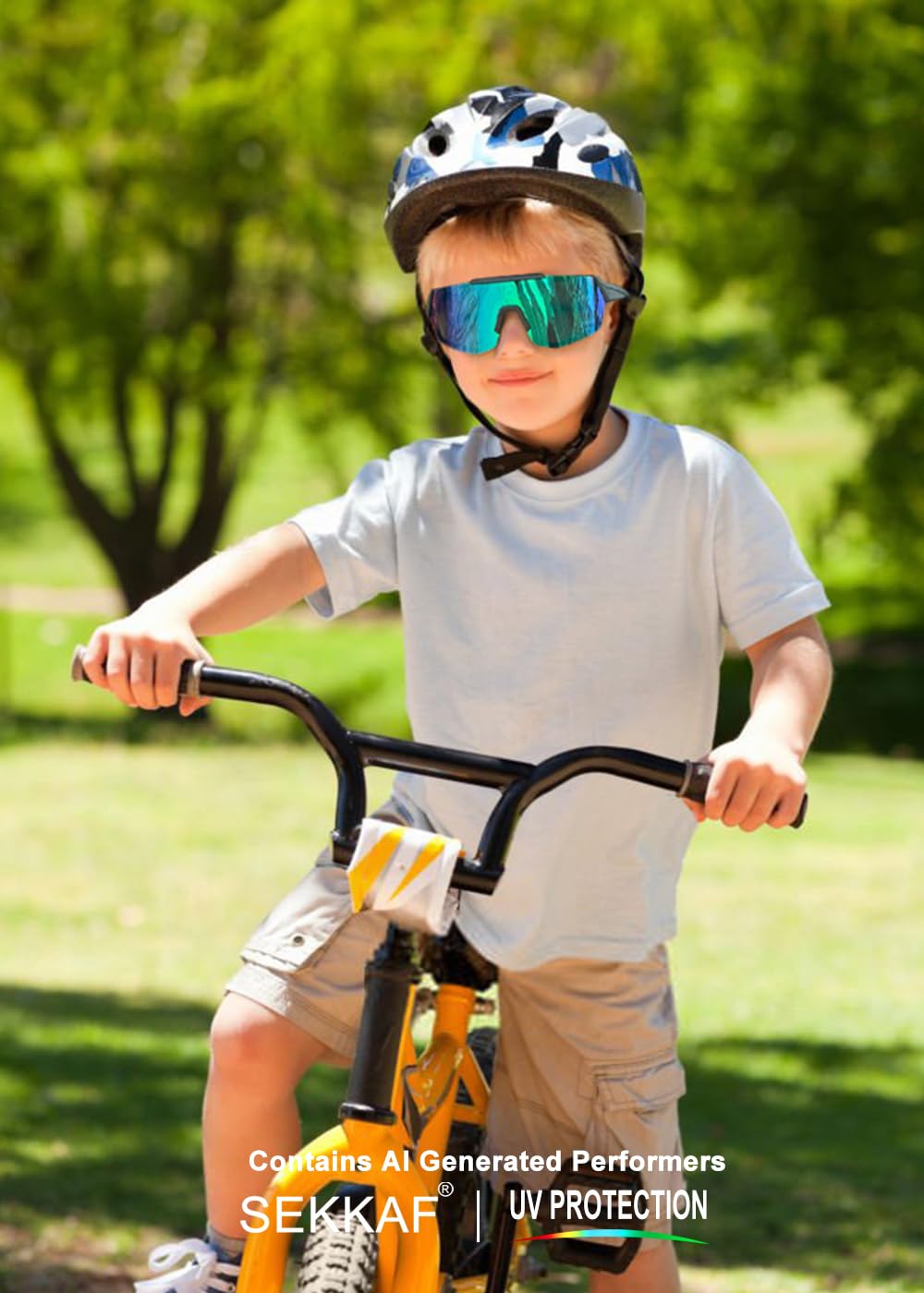 SEKKAF Paquete de 3 lentes de sol polarizados de béisbol para niños y niñas, para deportes, sóftbol, protección UV, Paquete de 3, negro, verde, blanco y azul, 66 Millimeters