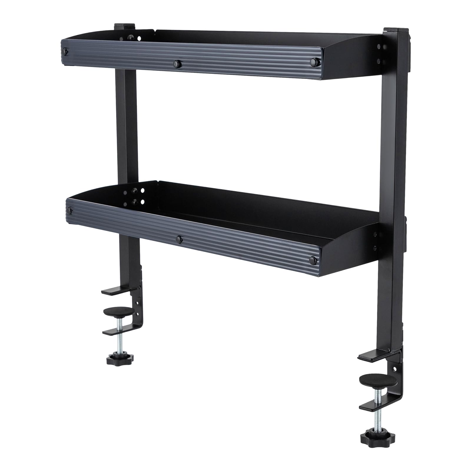 Scaffale da scrivania con morsetto, scaffale a 2 livelli con ripiano regolabile per ufficio, camera da letto, soggiorno (nero)