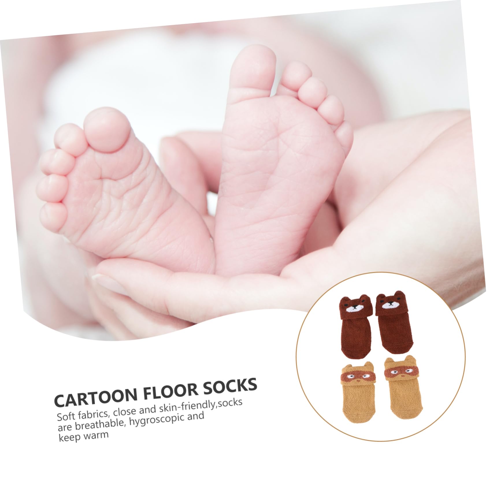 BESTYASH Practical Infant Floor Socks 2 Pairs Baby Socks Anti-slip Pattern Warm for Spring Autumn Easy to Wear