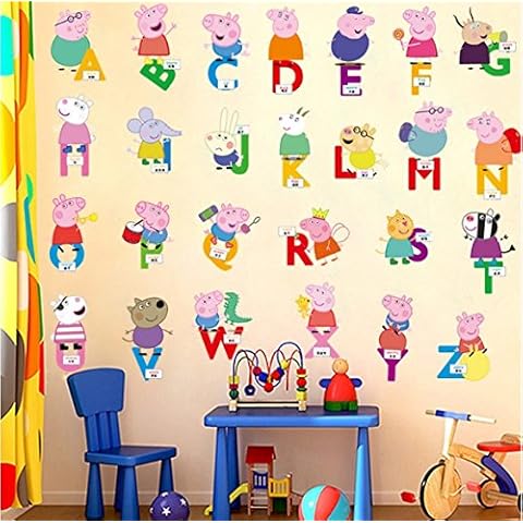 XXL Alphabet Peppa Pig Family Set Wall Sticker Mural Art Deco Home Wall Decor Decoration Decals Baby Room Cover