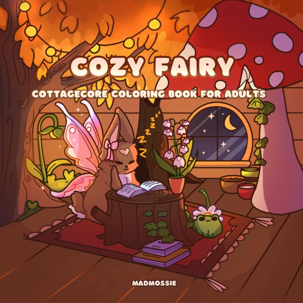 Cozy Fairy Cottagecore coloring book for adults