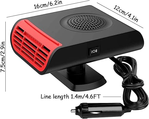 Miniatura 4 de Calentador portátil para automóvil de 12 V 150 W, desempañador de parabrisas, calentador de coche 2 en 1, calentamiento rápido y refrigeración y