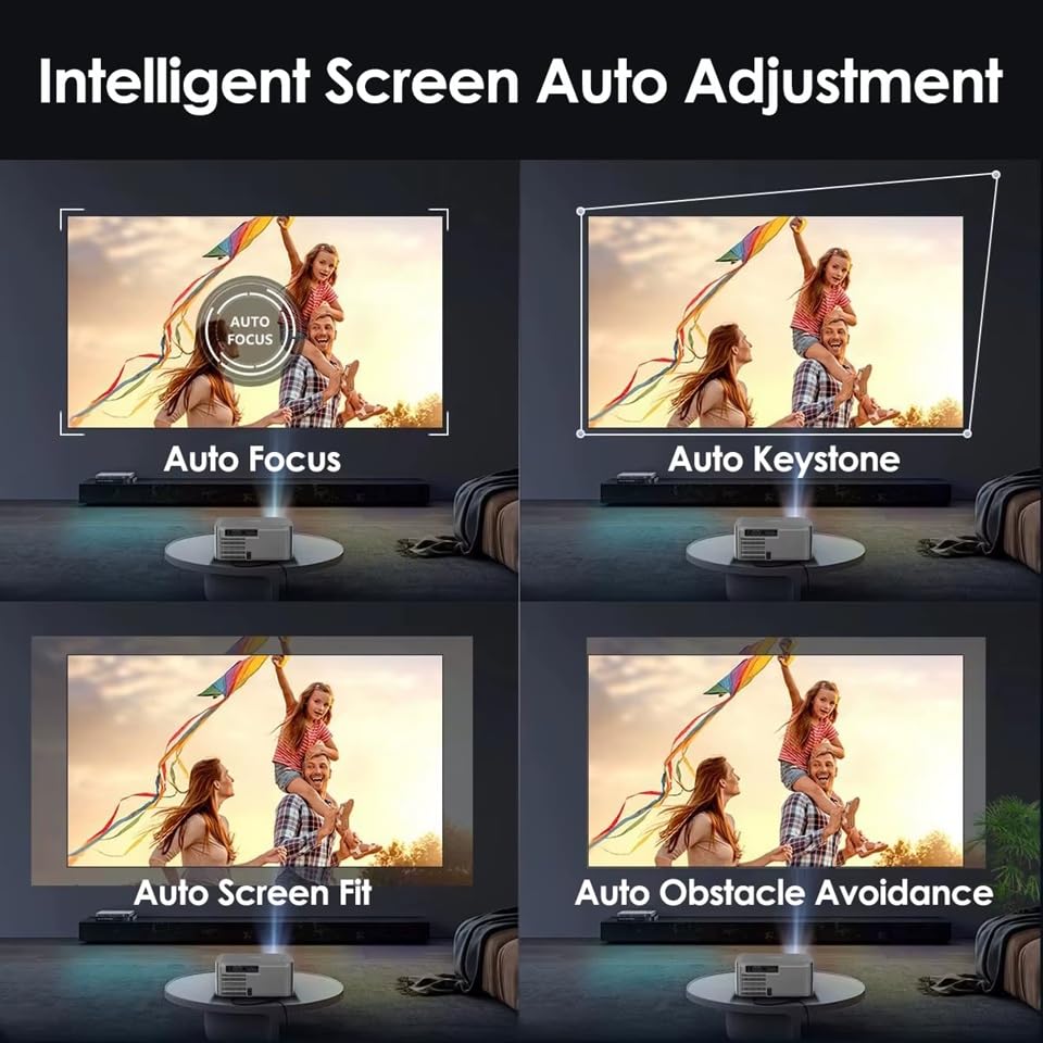 Image of AUN Power Pro Max Projector, Dolby Atmos, 100% Certified Net - Flix, Prime, 24000 Lumens, Fully Sealed, Voice Remote Fully Automatic1080p Native Projector 4k Ultra HD, Dual HDMI-ARC, YouTube, Hotstar