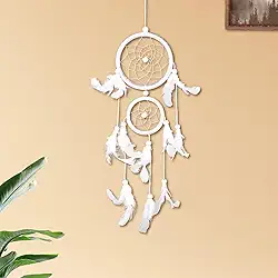 Decorações com pingente de apanhadores de sonhos, apanhador de sonhos feito à mão, adequado para sala de estar, enfeite de quarto (branco)