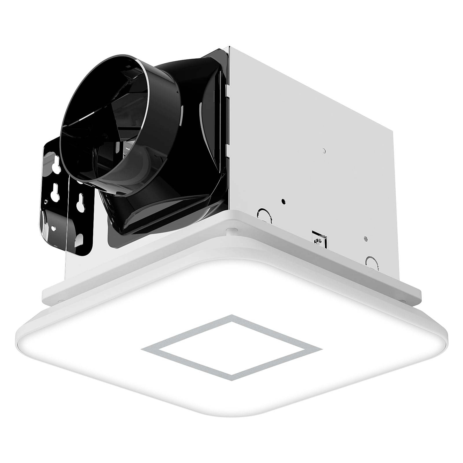 bathroom fan with light?110cfm 1.0 sones 1200lm led light 3000k/4000k/5000k selectable?120v 43w quiet bathroom ventilation exhaust fan for shower/restroom/office/home(silver)