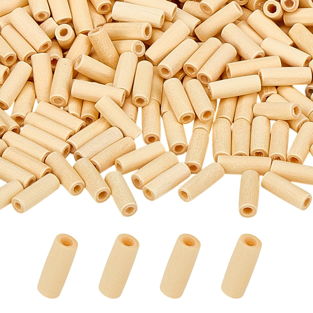 Perles tubulaires en bois brut à customiser pour loisirs créatifs
