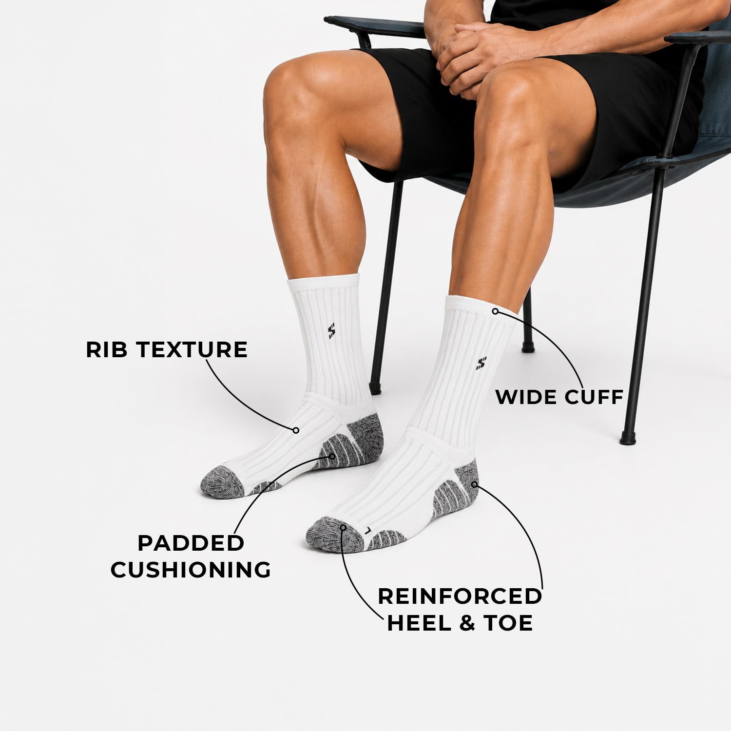 Supersox Calf Length Sports Socks for Man | Cotton Rich Breathable Fabric | Moisture Absorbant & Odour Resistant | Thick Cushioned Sole for Comfort | Running, Gym & Sports Wear | Pack of 3 3