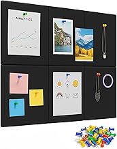 LANLOY Black Felt Bulletin Board Set – 6PCS 30x30cm Wall Tiles with 60 Drawing Pins, Self-Adhesive, Reusable, for Office, Home, and School Decor