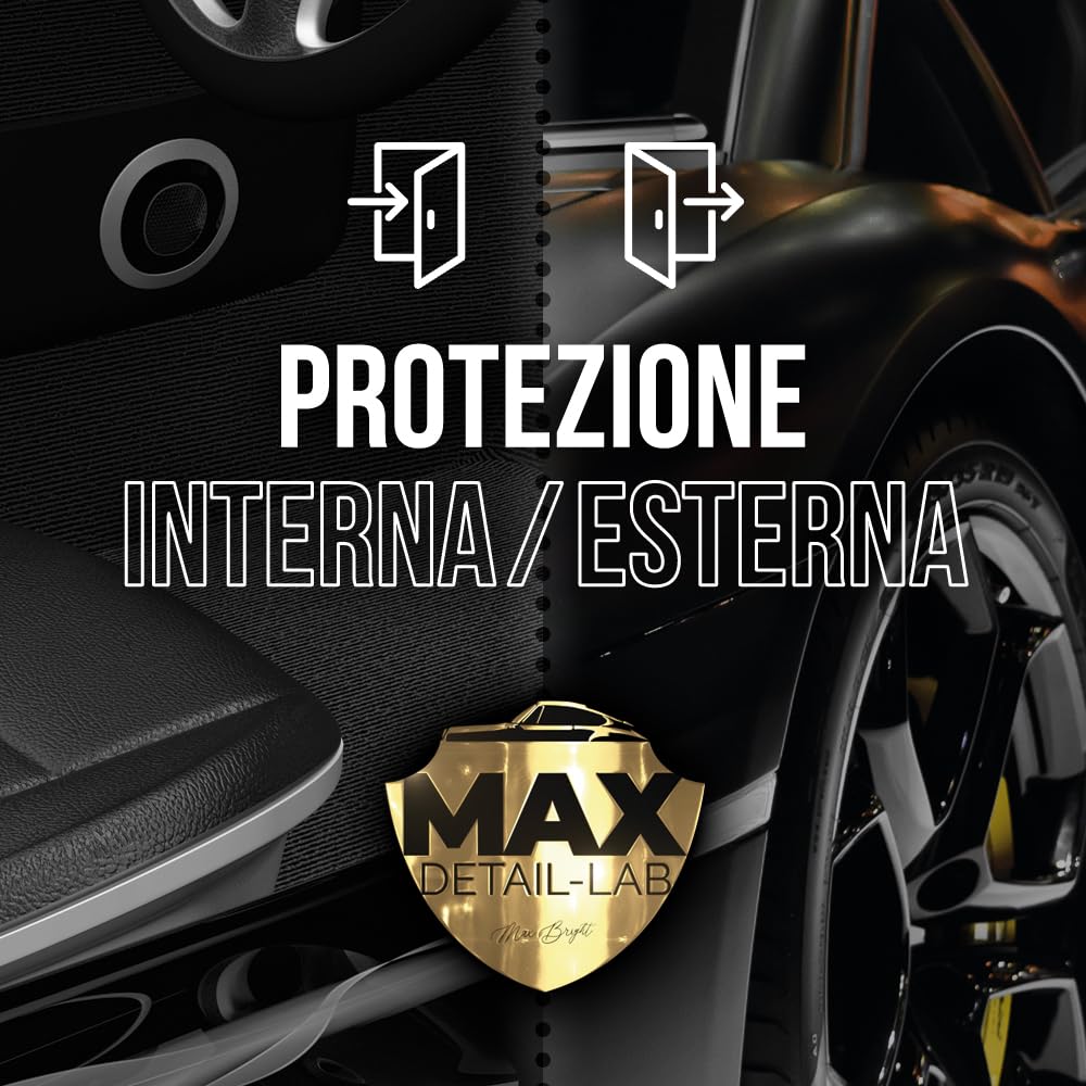 MAX DETAIL-LAB - Detailing Pack - Kit Pulizia Auto con Accessori Lavaggio Inclusi, Prodotti Interni Esterni, Shampoo, Pulitore Cerchi, Sedili, Cera, Vetri, Cruscotto