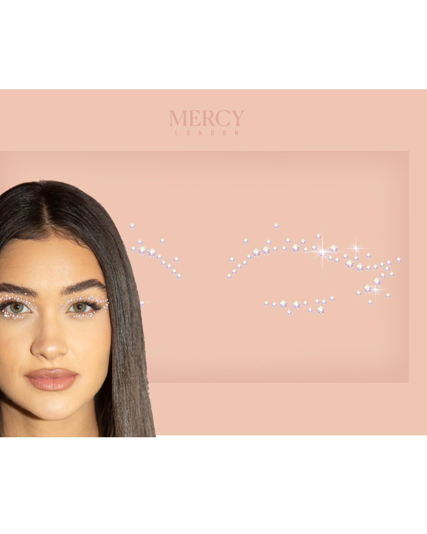 Cat Eye Crystal Eye Jewels in Iridescent by Mercy London Beauty Costume Accessories Face Gems Jewels All in One Stick On Sticker