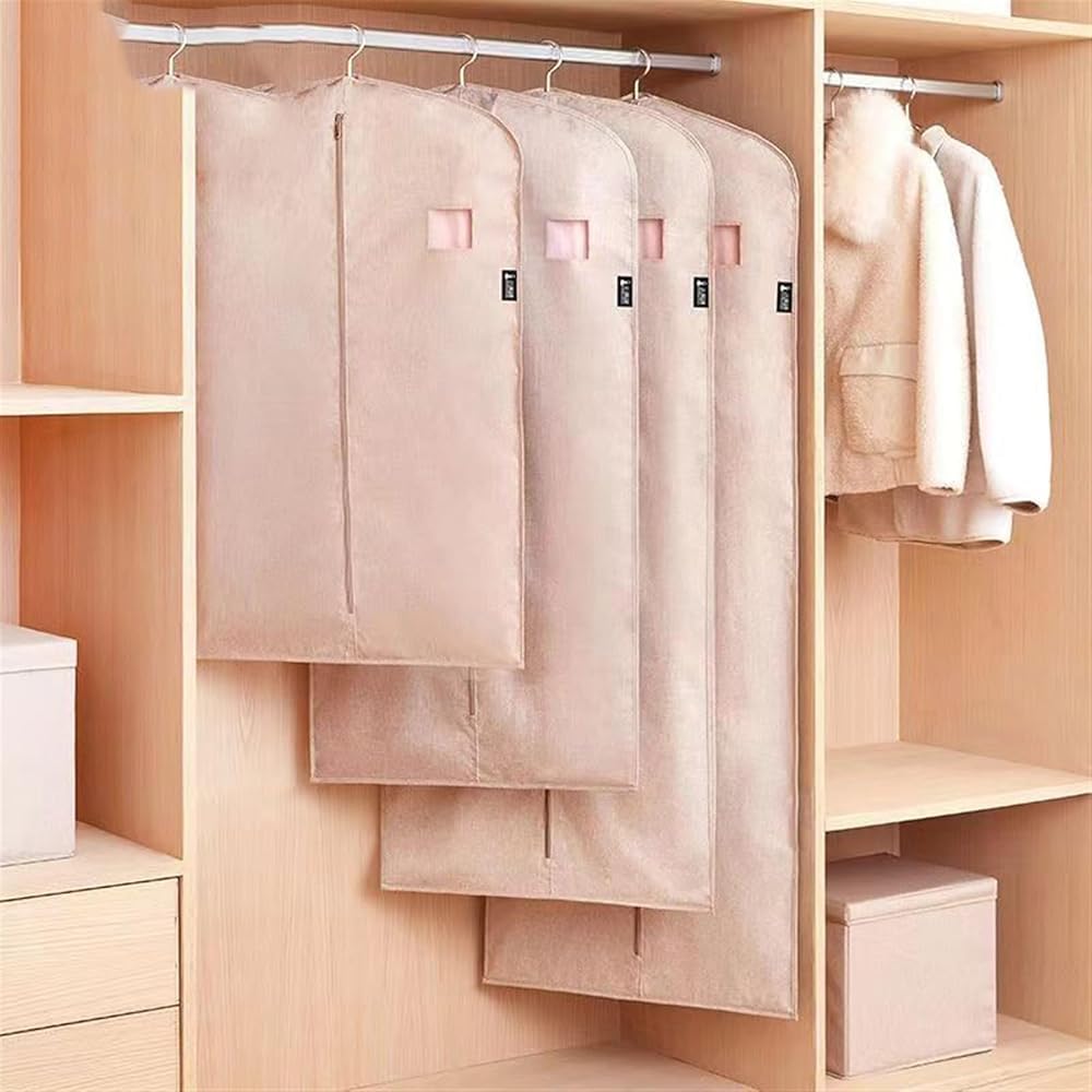 Funda antipolvo gruesa para ropa, bolsa de almacenamiento multifuncional para abrigo y traje, diseño de cremallera semitransparente para protección de bodas