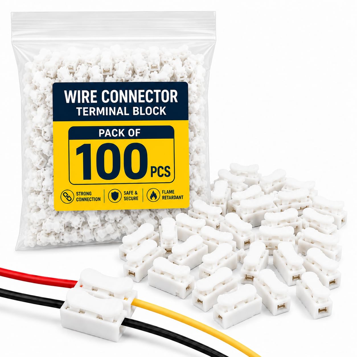 Wire Connector Terminal Block, Quick Splice Wire Connector, 2 Pin Electrical Cable Joiner, Tool-Free Lever Lock Connector for Home Wiring, LED Lights & DIY Projects (Pack of 100)-image-42