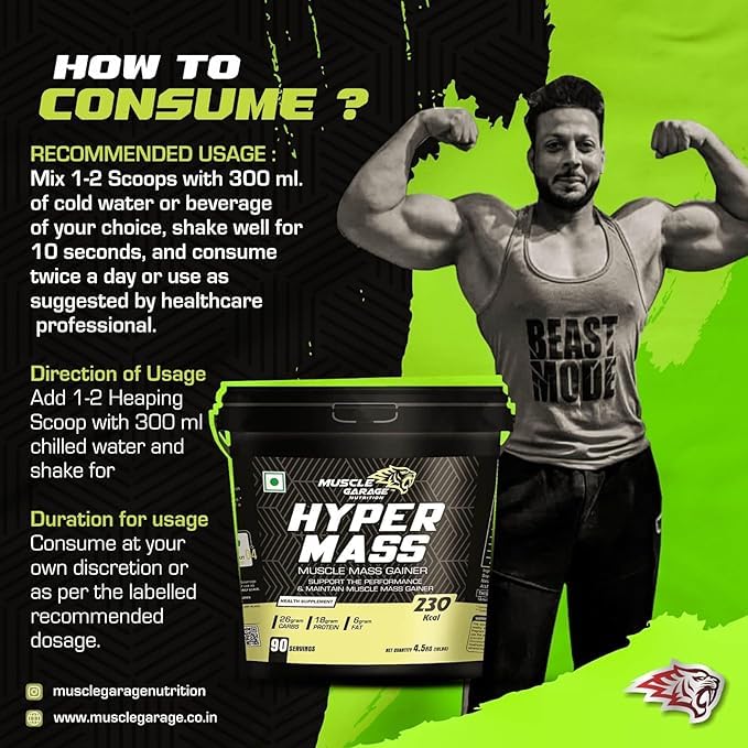 Image of Hyper Mass Gainer | High Protein Lean Weight Gainer for Bulking & Muscle Growth | Chocolate Flavor | 4.5 kg