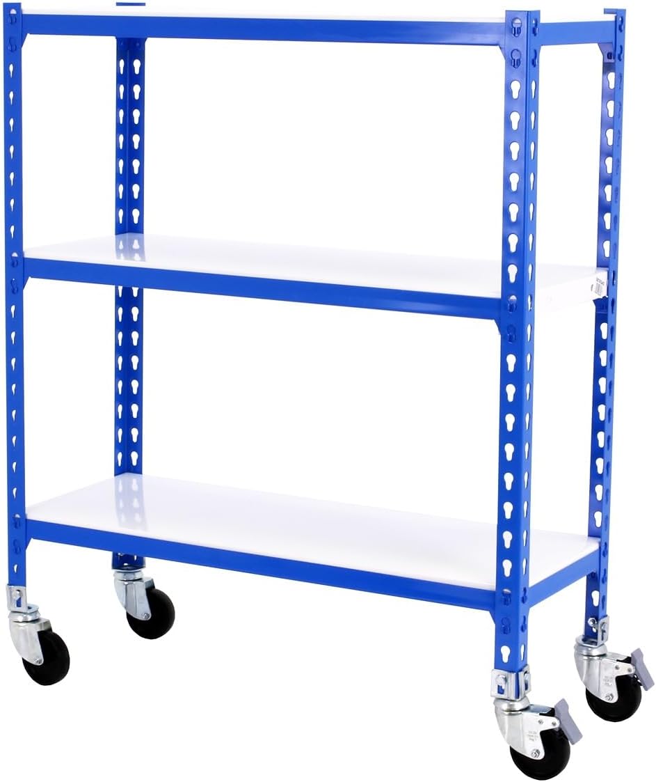 Simon Rack Metal Shelf, 2500x800x400 mm, 6 Heights, Metal Tray, 180 kg Flex Point, Storage Shelf, Blue/Orange/Galva - Simonclick