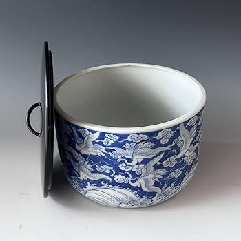 茶道具　新渡　染付　鶴絵　水指　中国　茶会　初釜　稽古　棚　しんと　そめつけ Amazon.co.jp: 茶道具 新渡 染付 鶴絵 水指 中国 茶会 初釜 稽古 棚