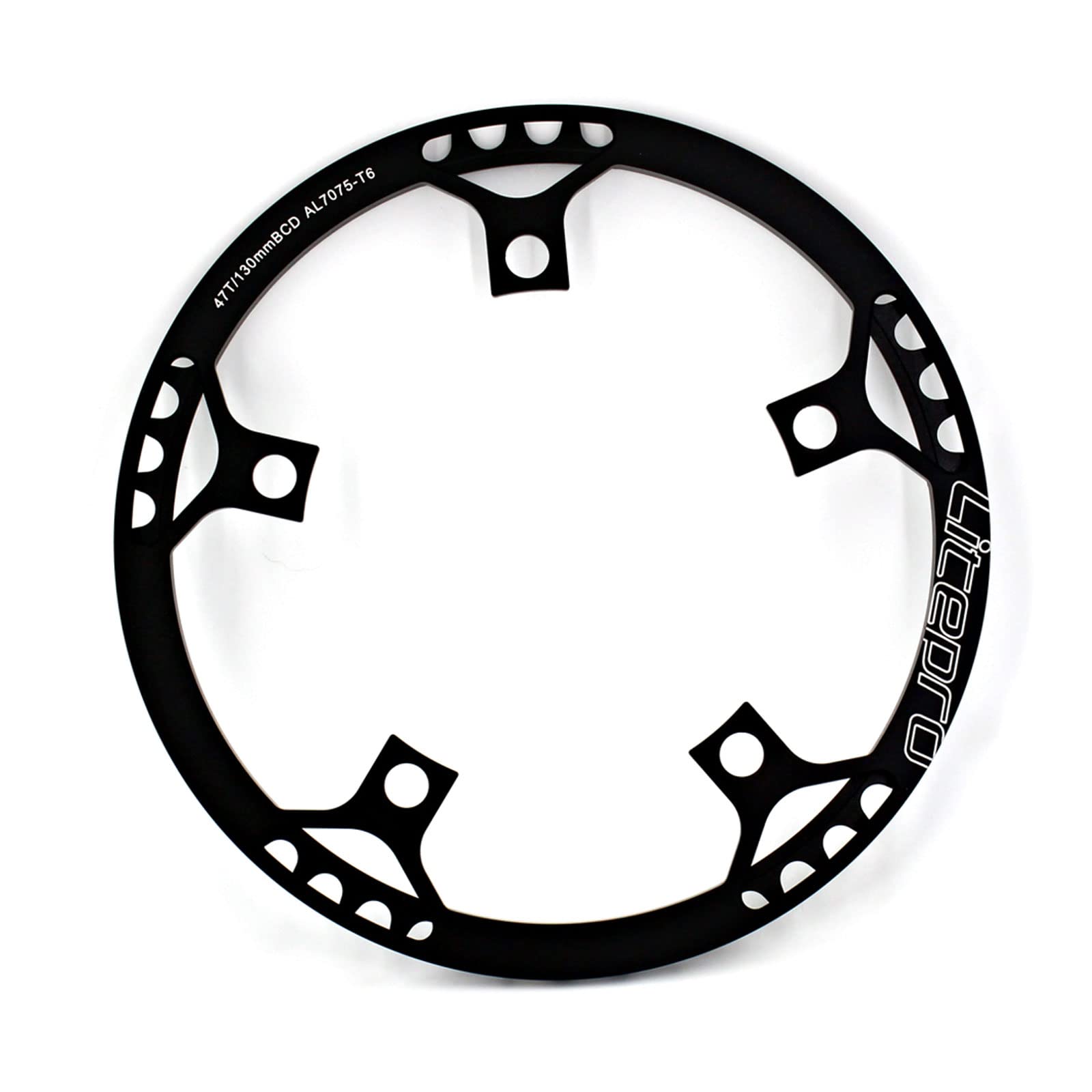 DSMGLSBB Bike Chain Wheel, 130 BCD Round Shape Single Chain Ring, 45T 47T 53T 56T 58T Aluminum Alloy Hollow Integral Crankset for Folding Bikes, Road Bikes