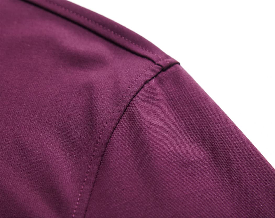 Polo a maniche lunghe del cotone degli uomini, abbigliamento esile della maglietta di colori solidi classici maschili