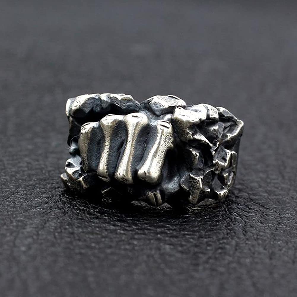 YABEME Herren 925 Sterling Silber Faustring, Vintage Solid Heavy Duty Personalisierte Boxhalle Sportliebhaber Schmuck Geschenk