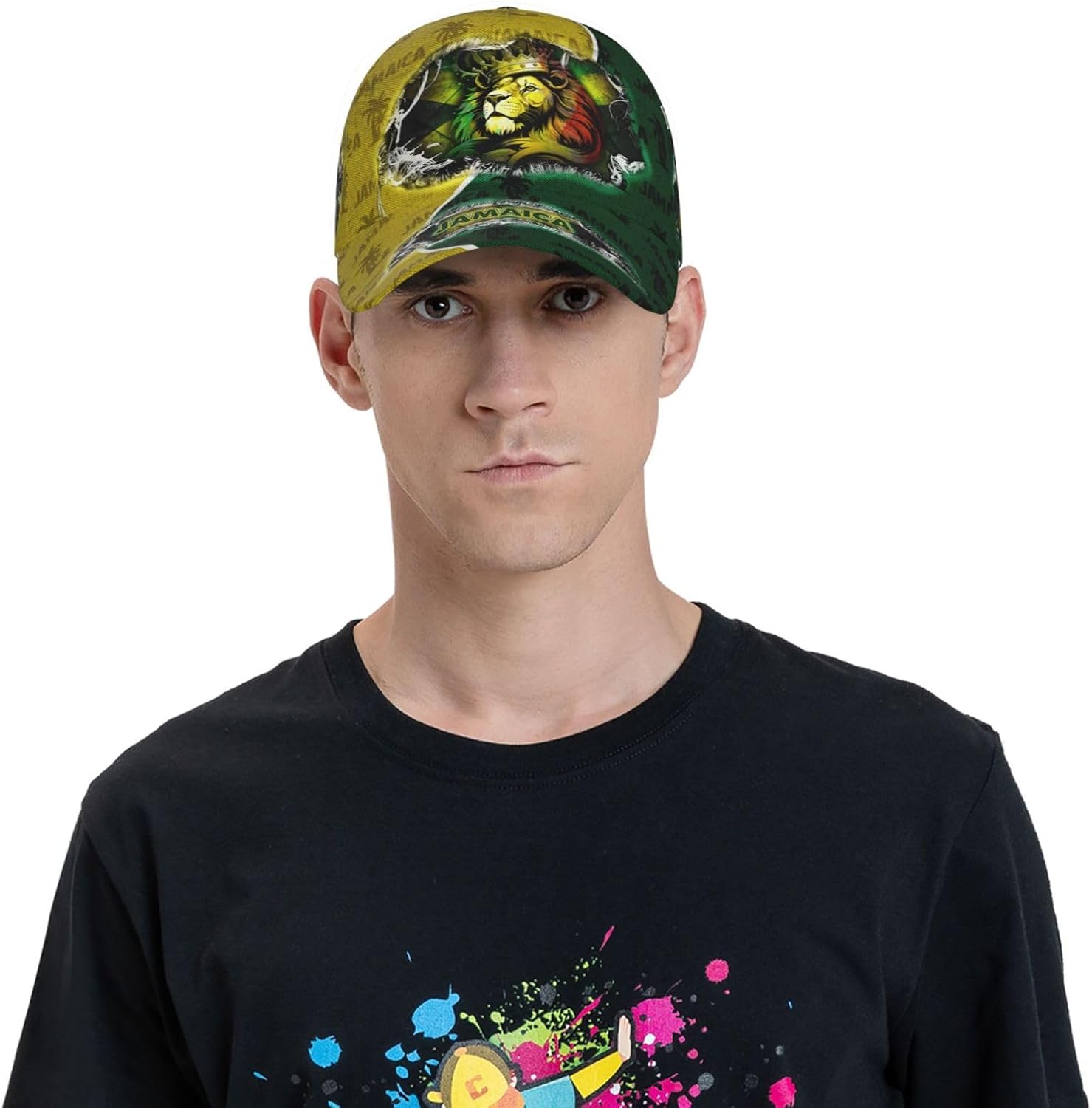 Jamaica Flag Baseball Cap Unisex Novelty Lions Printed Hat Map Badge Baseball Hats Dad Cap Jamaica Hat for Men and Women