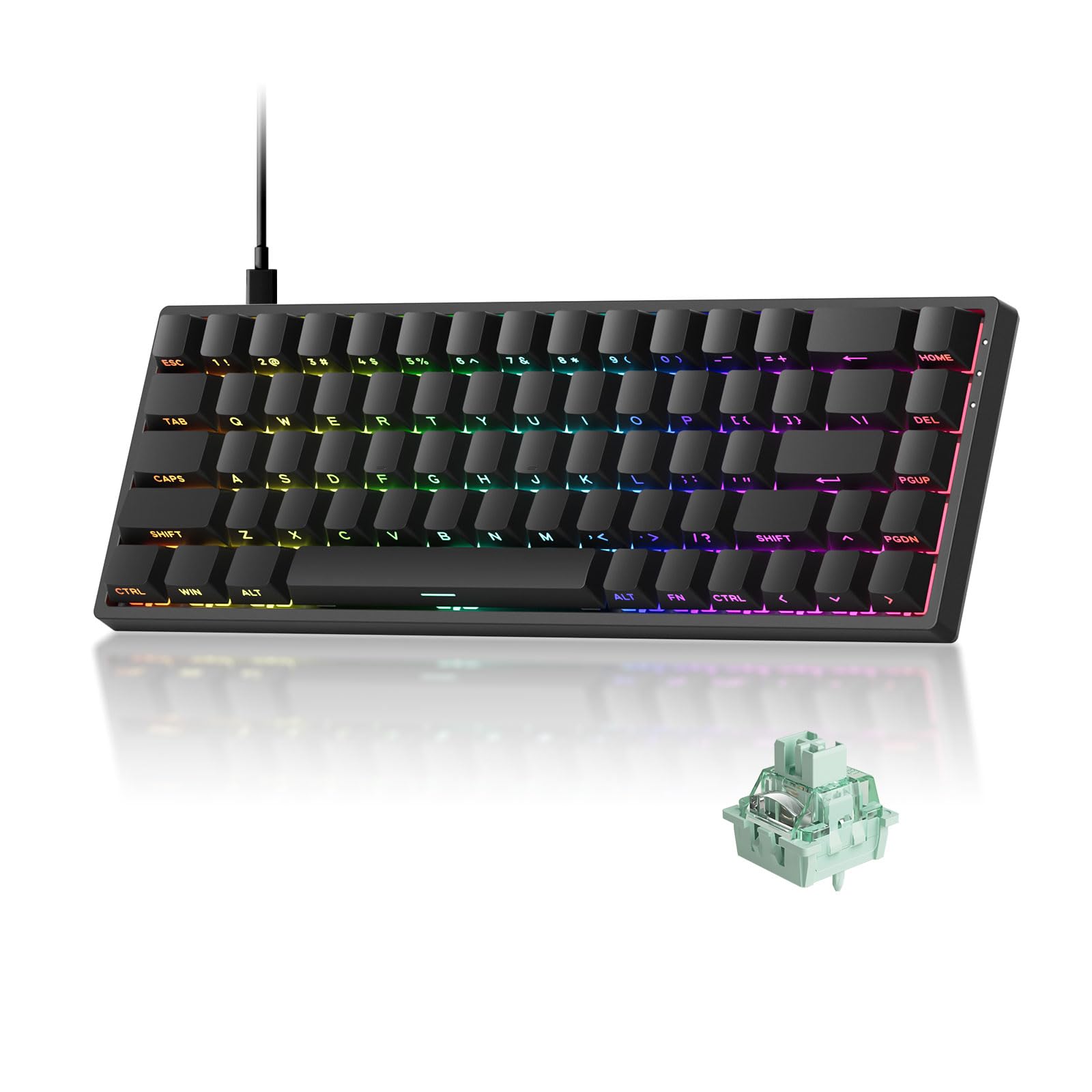 MONSGEEK Teclado FUN68 HE de Disparo rápido,Tiempo de Respuesta de 0,005mm,frecuencia de sondeo de 8000 Hz,Teclado para Juegos RGB con Cable del 65% con interruptores magnéticos antirreflejos (Negro)