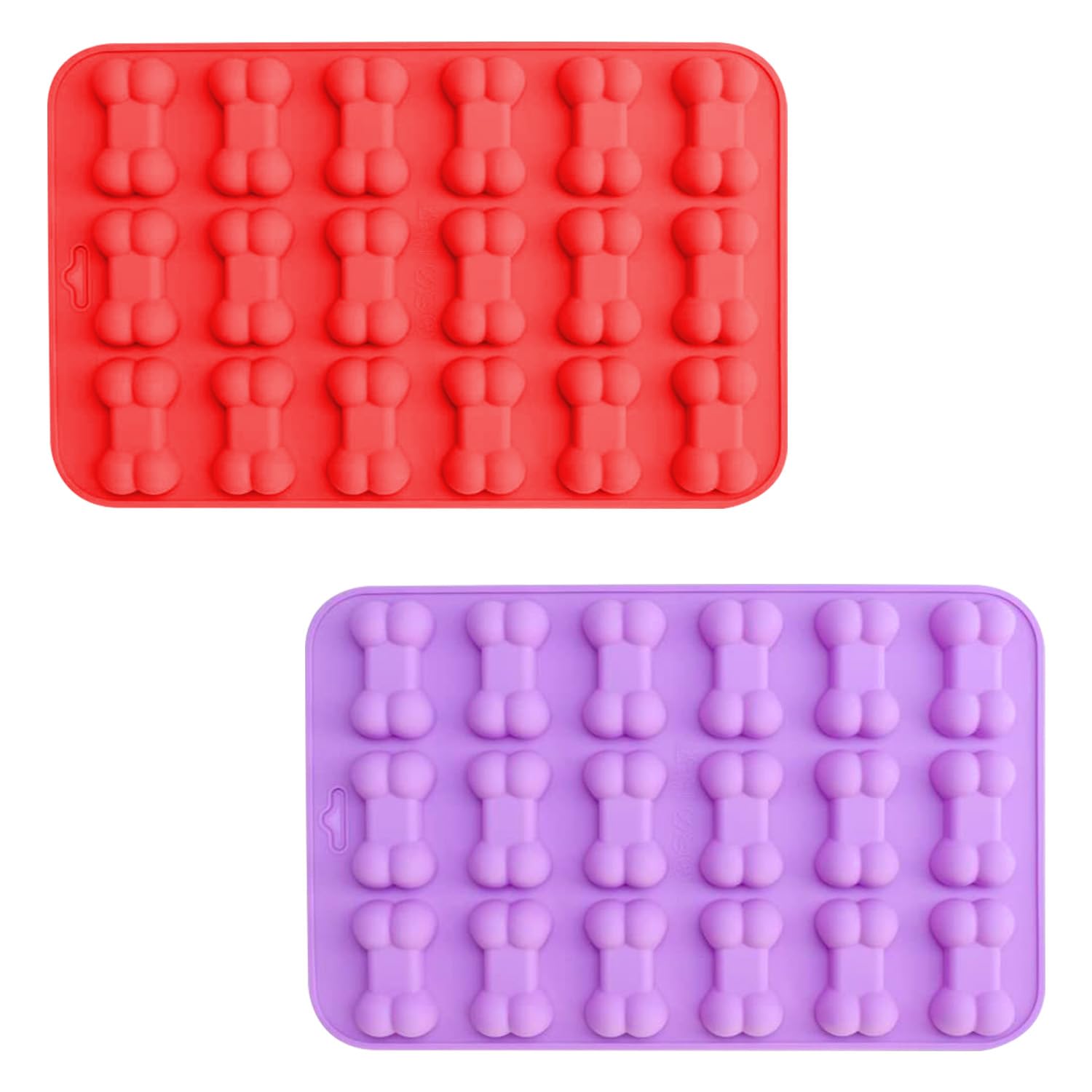 Wellrun 2Pcs Bone Shaped Silicone Moulds,Reusable Non-Stic Candy Baking Moulds,Dishwasher Safe for Cake,Candy,Jelly,Ice Cube,Pet Treats Toys