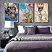 3 Pcs of Street Art Blue Graffiti Wall Decor Print Modern Artist Aesthetics Canvas Paintings Artwork Abstract Picture Poster Man Cave Living Room Bedroom Bathroom Office Home Decorations Ready To Hang