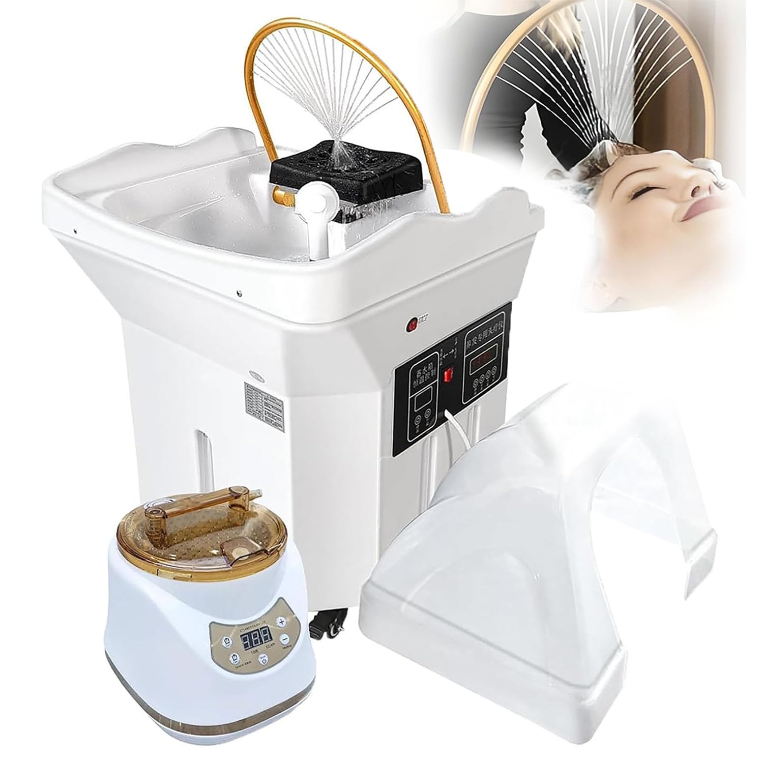 Japanese Head Spa Waschbecken Tragbares Head-Spa Gerät AusrüStung Mobiles Shampoo-Becken Mit 60-L-Wassertank Shampoo-Becken Mit Wasserzirkulation Begasung Zur Shampooniererlebnis