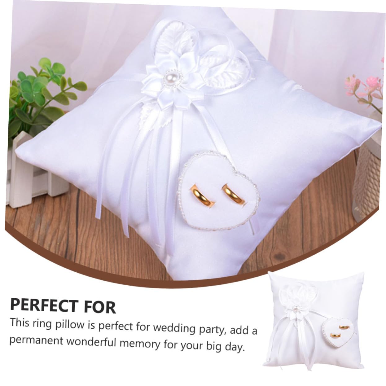 Cabilock Lot De 3 Coussins pour Alliances Décoration De Mariage Cérémonie Fiançailles Rustique en Polyester Blanc