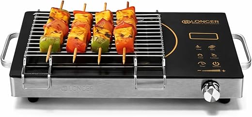 LONGER 2500W Infrared Cooktop with Grill Rack – Dual Control (Touch + Knob), Crystal Glass Hot Plate, Digital Display, 240V Portable Electric…