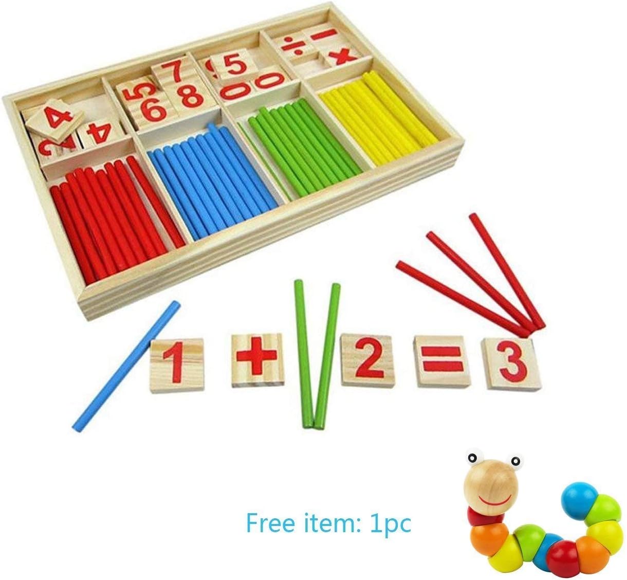 Learning toy Number Cards and Counting Sticks, NMKJ Counting Rods Baby Toys, Intelligence Stick Wooden Toys, Educational Toys Wooden Toys Include Extra Educational Toys Gift