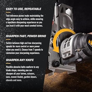Work Sharp Ken Onion Edition Electric Kitchen Knife Sharpener UK Elite MK.2 - Adjustable Knife Sharpening System with Blade Grinding Attachment