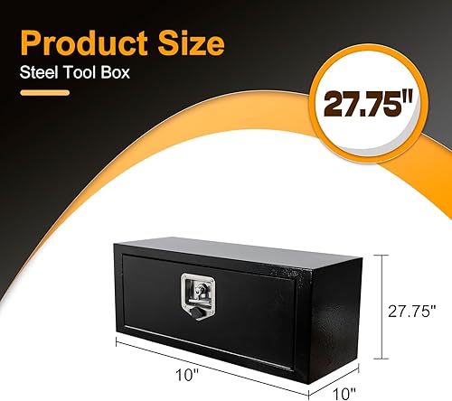 Miniatura 2 de Underbody - Caja de herramientas de almacenamiento de acero, 27.5 x 10.5 x 10.5 x 10 pulgadas, organizador de cofre de herramientas con cerradura y