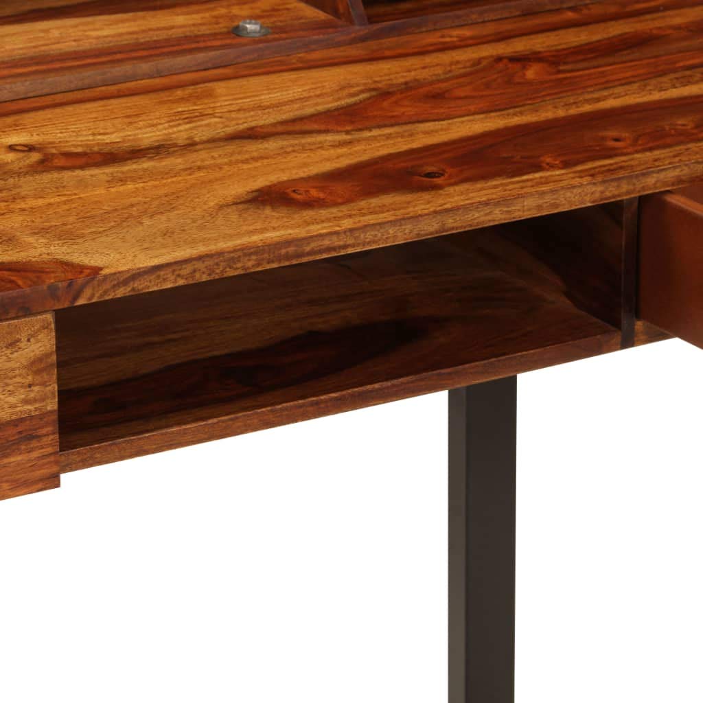 Scrivania Make Up Banco Da Lavoro Tavolo Gaming Tavolo Consolle Scrivania 110x50x94 cm Massello di Sheesham e Acciaio per Soggiorno Studio Sala Studio Camera Da Letto