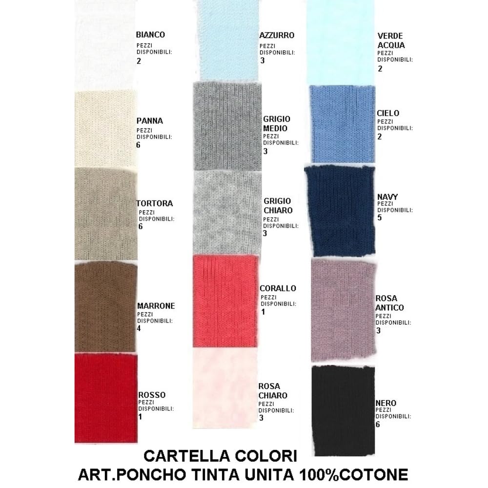 Poncho Donna | 100% Cotone | Tinta Unita | Morbido | Traspirante e Leggero | Comodo da Mare | Spiaggia | Piscina | Casa | Disponibile in Vari Colori