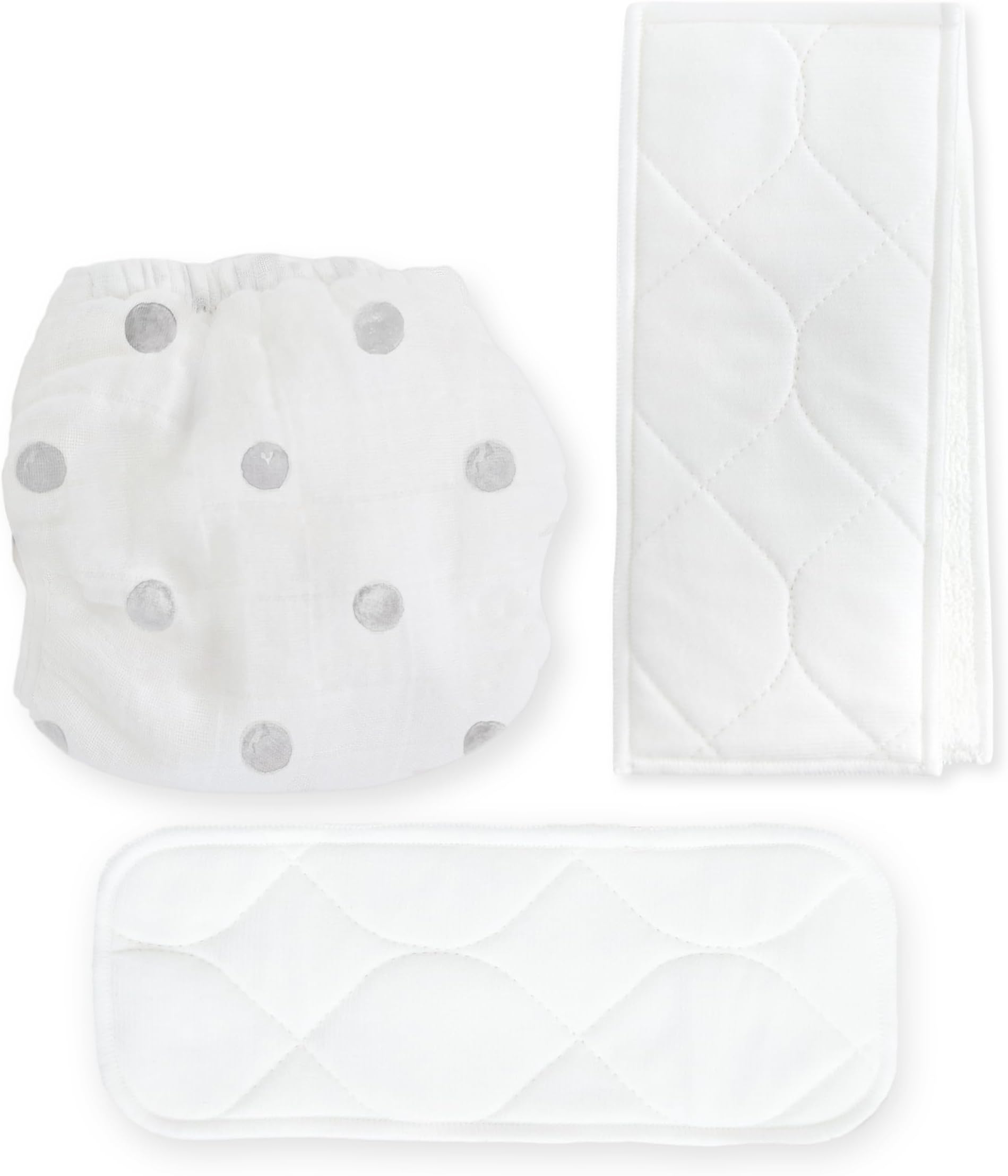 Amazing Baby Cotton Muslin Smartnappy, NextGen Hybrid Cloth Diaper Cover + 1 Bi-Fold Reusable Insert + 1 Reusable Booster, Mini Watercolor Dots, Gray, Size 1, 5-10 lbs