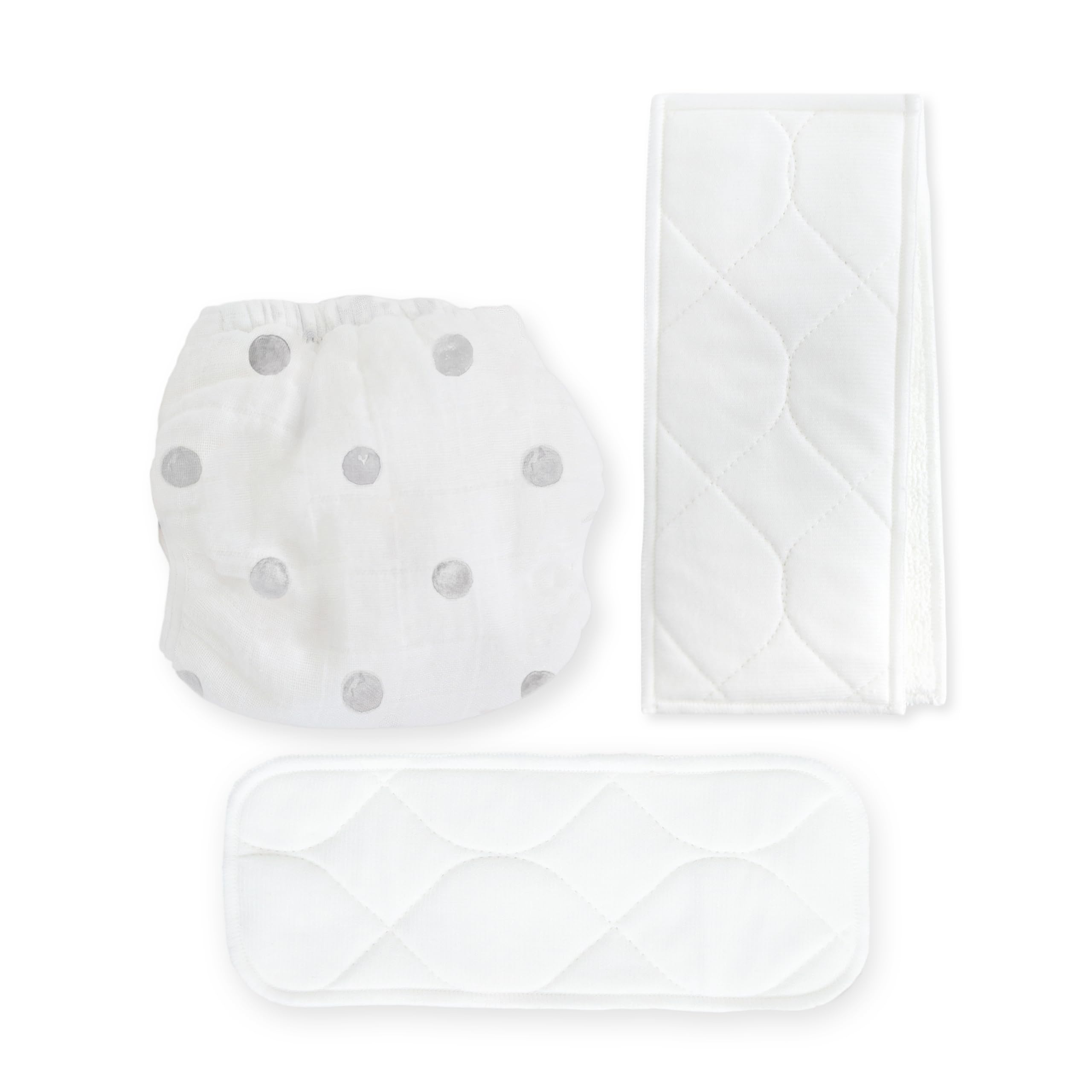 Amazing Baby Cotton Muslin Smartnappy, NextGen Hybrid Cloth Diaper Cover + 1 Bi-Fold Reusable Insert + 1 Reusable Booster, Mini Watercolor Dots, Gray, Size 1, 5-10 lbs