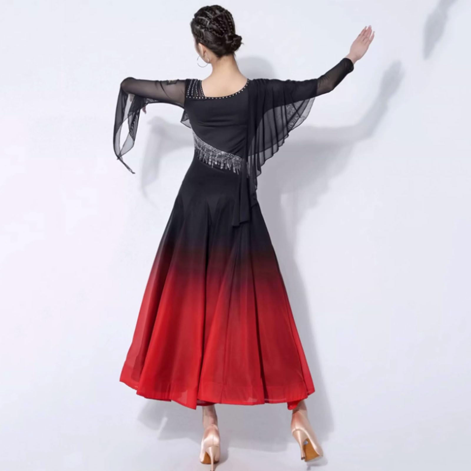 Abito Sala da Ballo per Donne Gonna Valzer Flamenco Costume Salsa Foxtrot