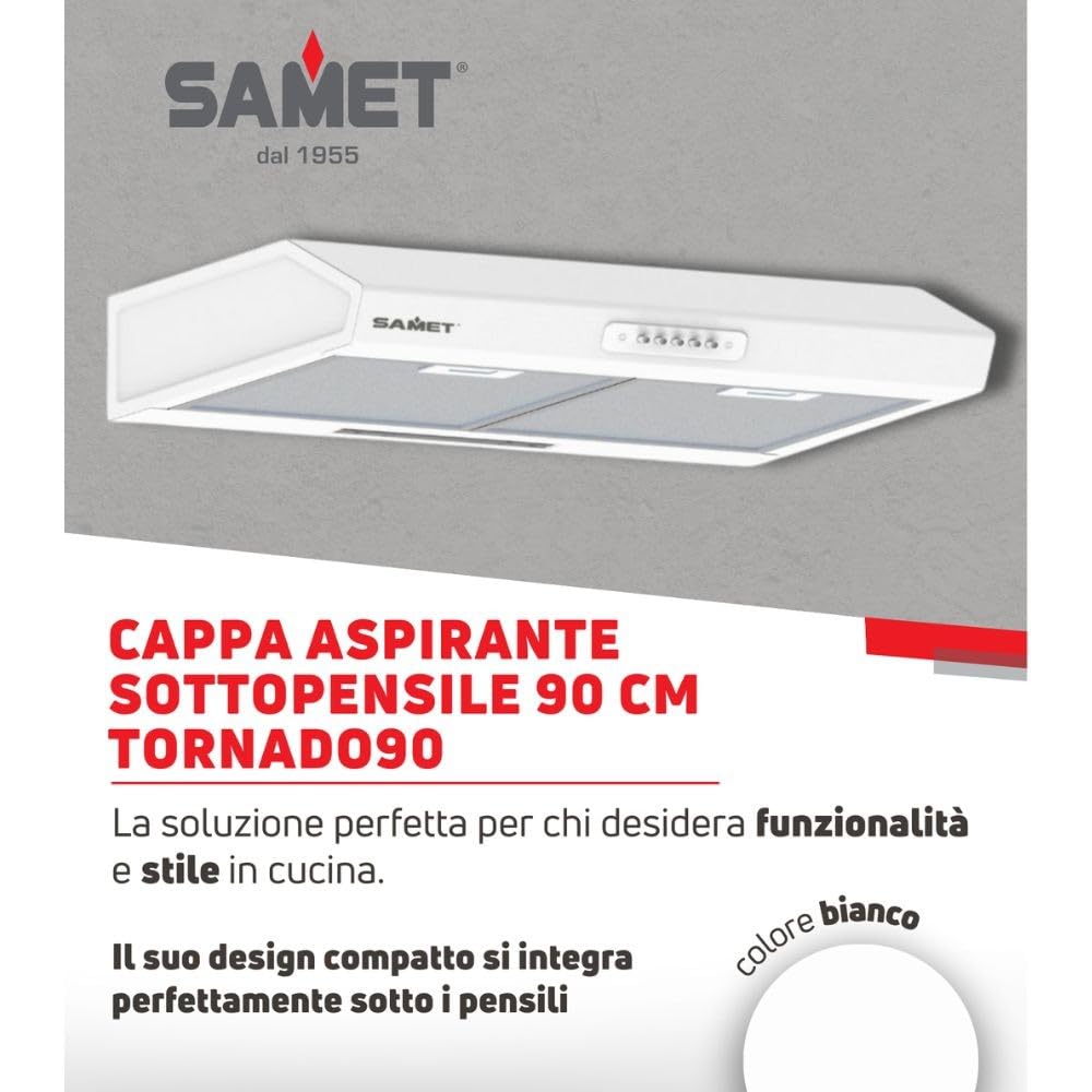 Gruppo cappa sottopensile Tornado 90 bianco Samet