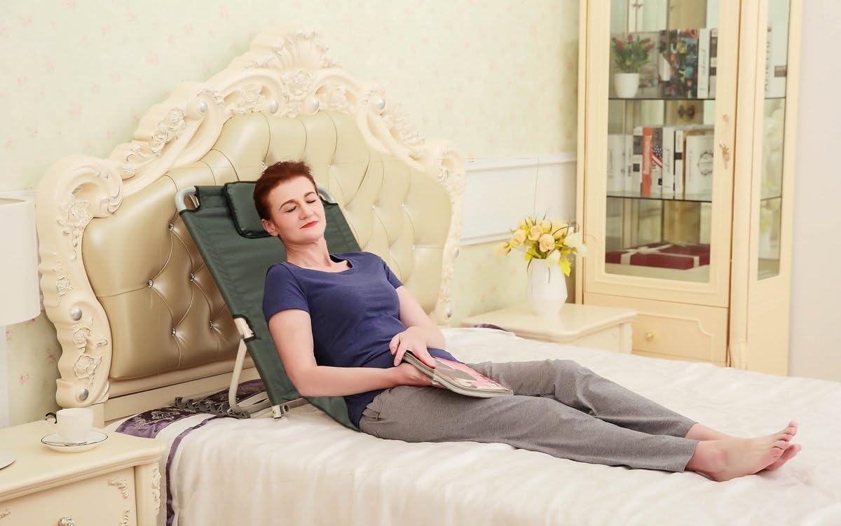 ObboMed® SM-5200G Adjustable Sit-up Back Rest for Orthopedic Neck, Head and Lumbar Support, Polyester, PVC & Chromed Steel Frame, Check, 22.5”*25.6”*19.7”, 1pc