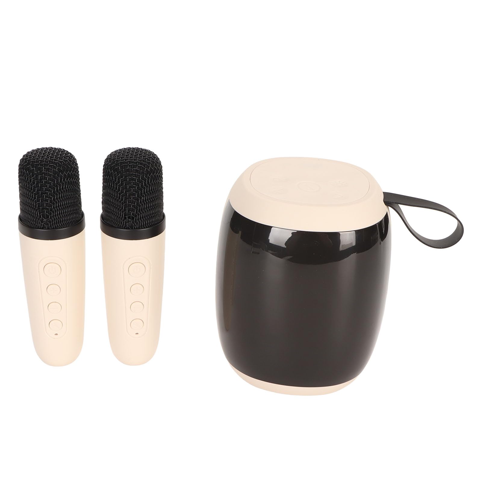 Karaoke-Lautsprecher, 1800-mAh-Batteriemikrofon, 66-mm-Lautsprecher, 4 Ohm, 10 Watt, RGB-Licht, 5.0-Stereo-Subwoofer für Party und Innenbereich (White)