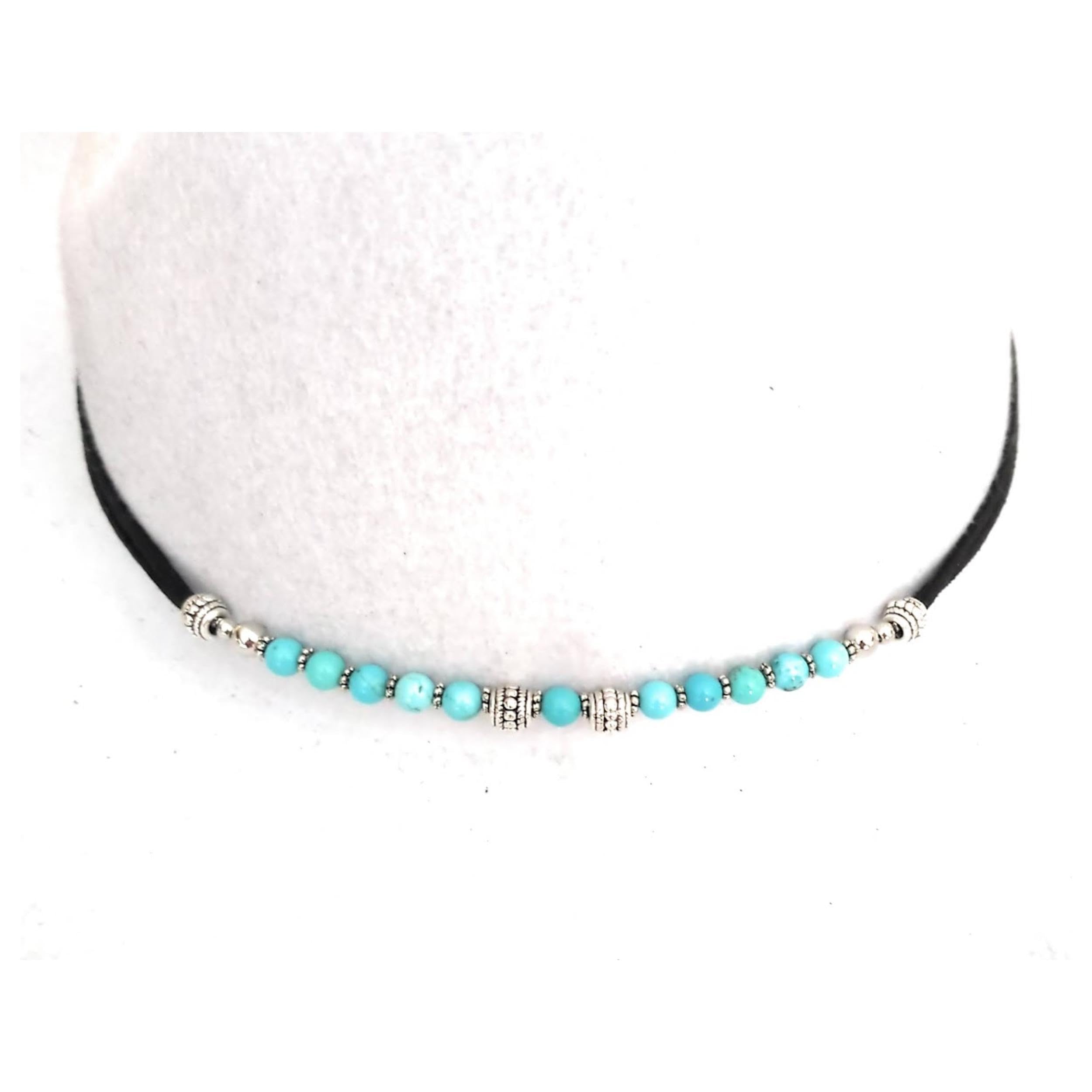 Hat Band Blue Turquoise Gemstone Hat Accessory Adjustable Hatband One Size For Straw Fedora Panama And Brim Hats