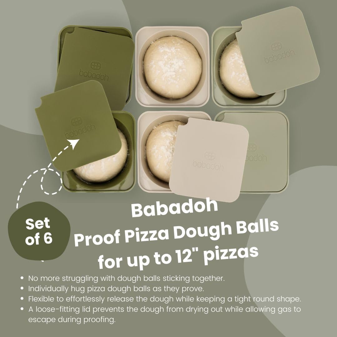 Babadoh Pizzateig-Gärbehälter – 3er-Set, Silikon, Ofenfest, Für 30,5 Cm Pizzen (Gelb, Olive, Teig-Farben)