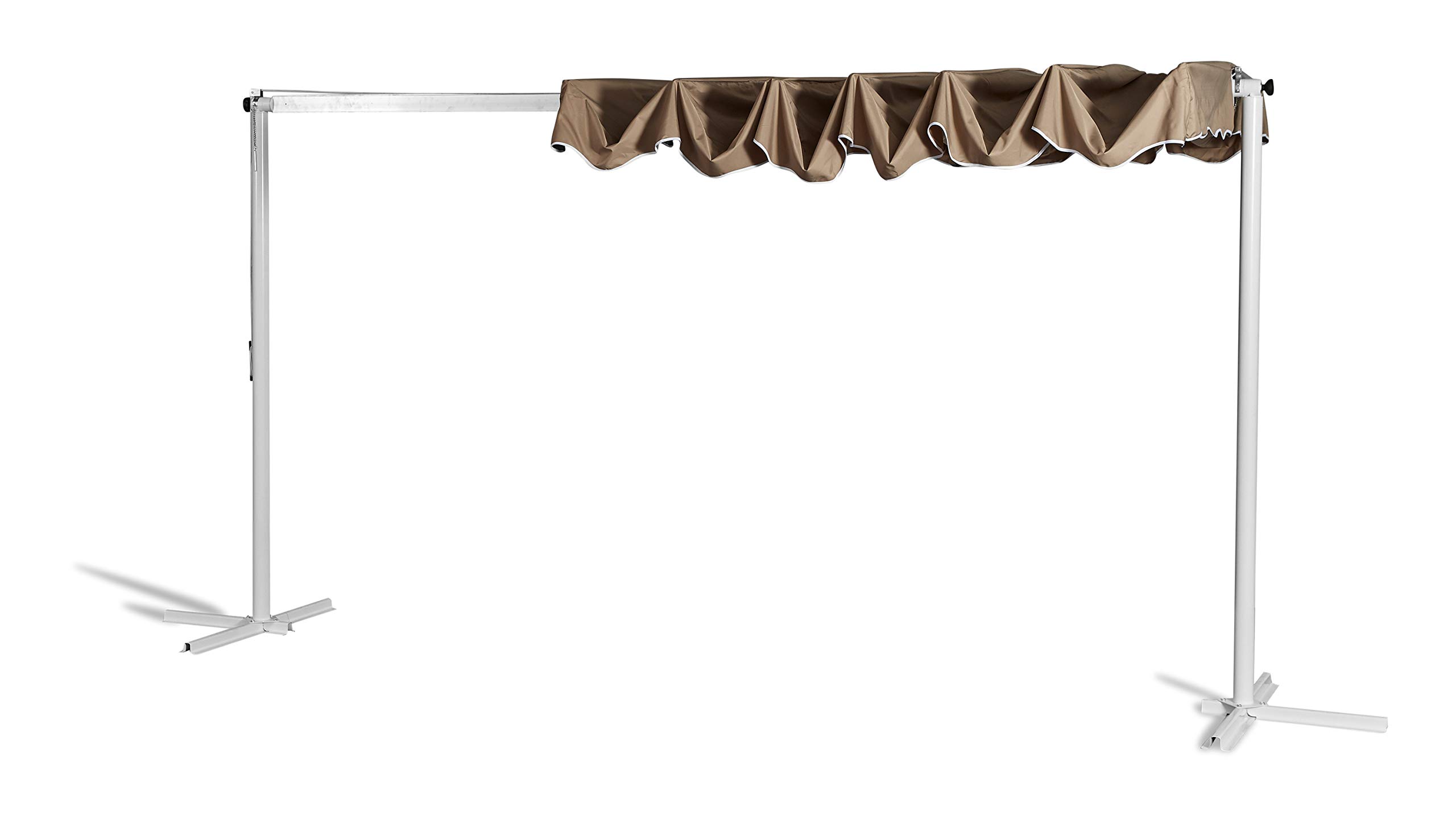 GRASEKAMP Qualität seit 1972 Standmarkise Dubai Taupe 375x225cm mit Schutzhülle Terrassenüberdachung Raffmarkise Mobile Markise Ziehharmonika