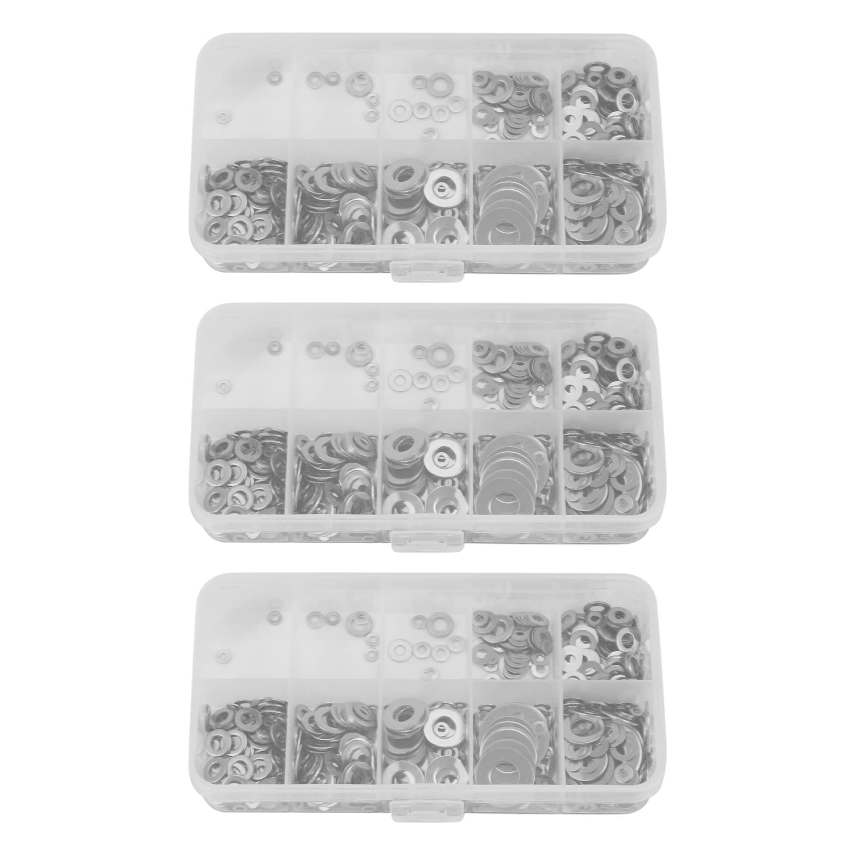 Jnchdghwa 1800Pcs M1.6 M2 M2.5 M3 M3.5 M5 M6 M8 M10 Stainless Steel Flat Washer Plain Washer Gaskets Assortment Kit