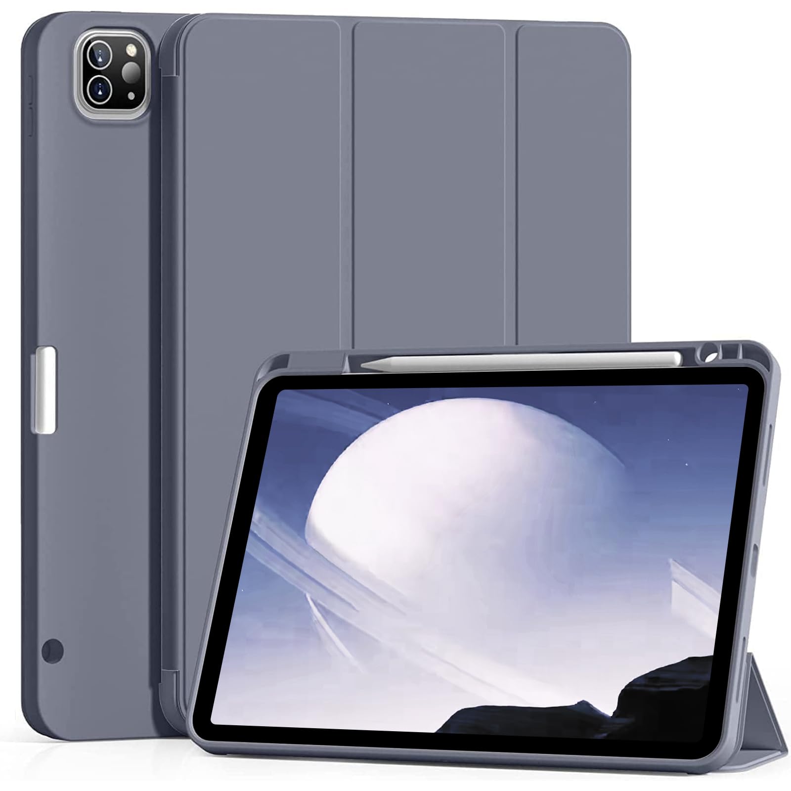 Custodia JKSML Per IPad Pro 12.9 (2022/2021/2020/2018) Con Portapenne E Supporto Angoli | Cover Auto Sleep/Wake | Blu Cielo - 2
